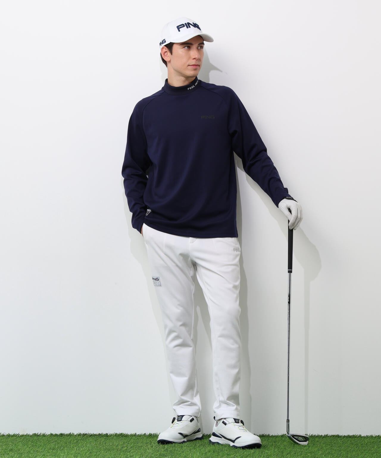 【PING APPAREL】冷感ポンチハイネックシャツ <GOLD> (MENS)