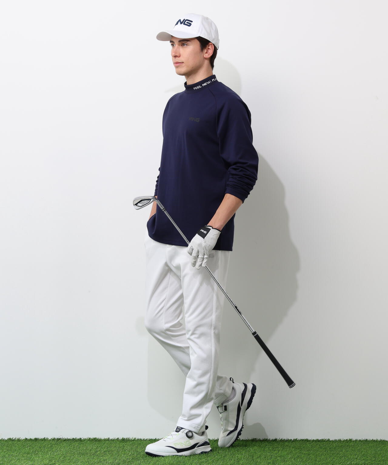 【PING APPAREL】冷感ポンチハイネックシャツ <GOLD> (MENS)