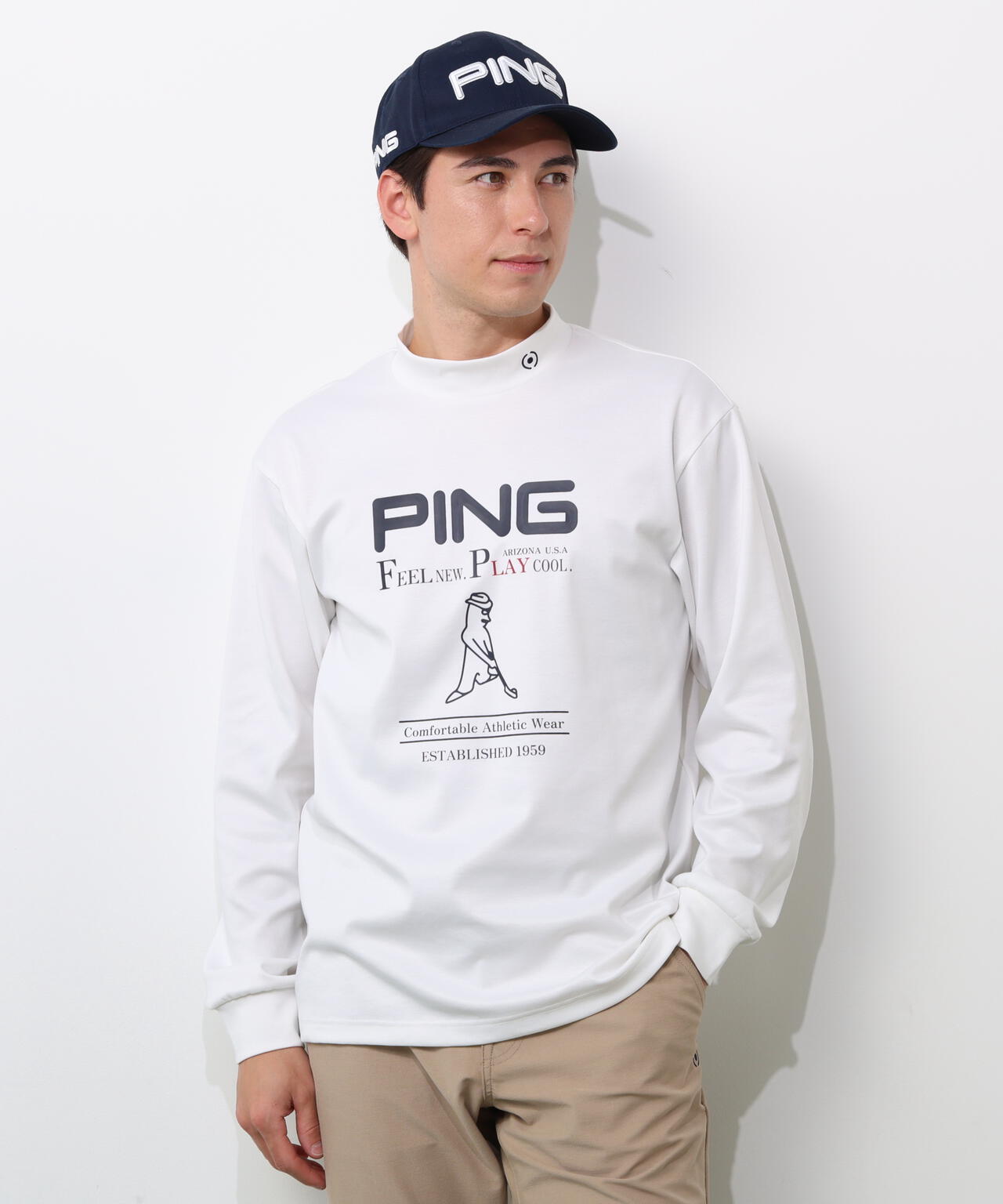 【PING APPAREL】冷感ポンチハイネックシャツ <NATIVE> (MENS)