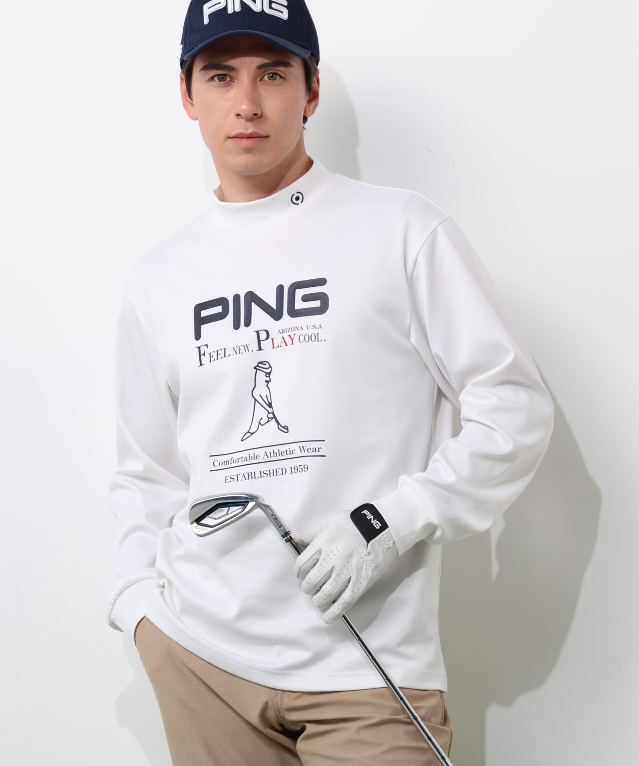 【PING APPAREL】冷感ポンチハイネックシャツ <NATIVE> (MENS)