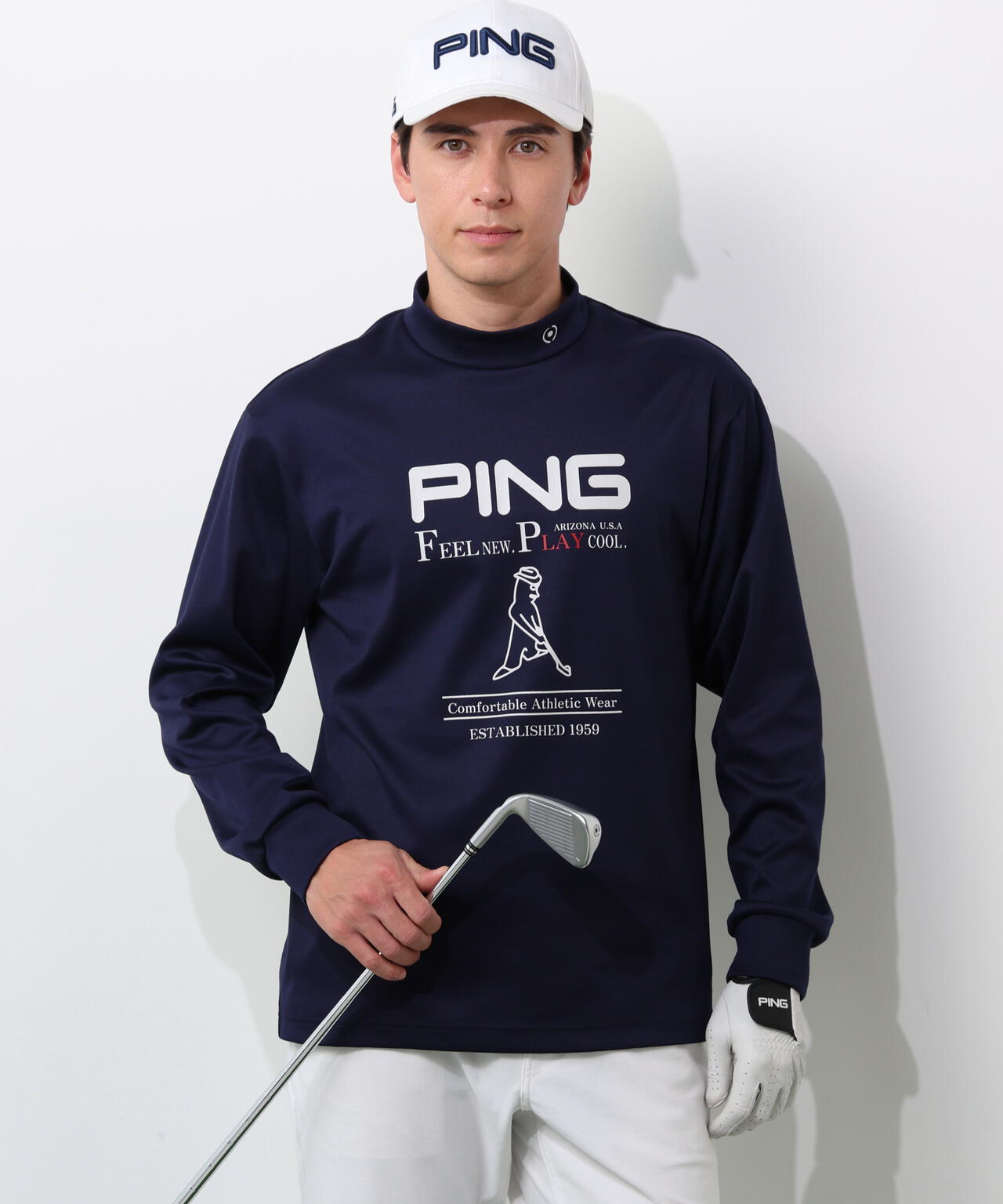 【PING APPAREL】冷感ポンチハイネックシャツ <NATIVE> (MENS)