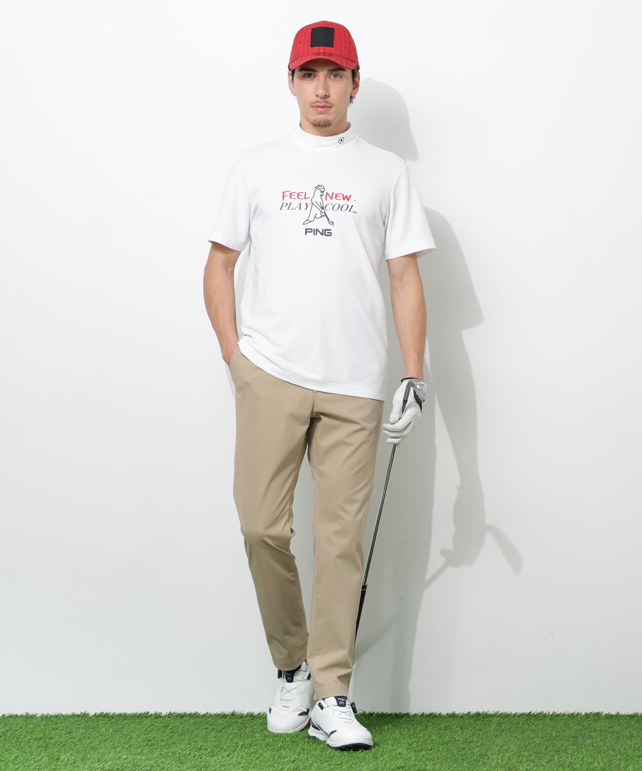 【PING APPAREL】SNAPTEXカノコインレーMr.PINGプリント半袖ハイネックカットソー <NATIVE> (MENS)