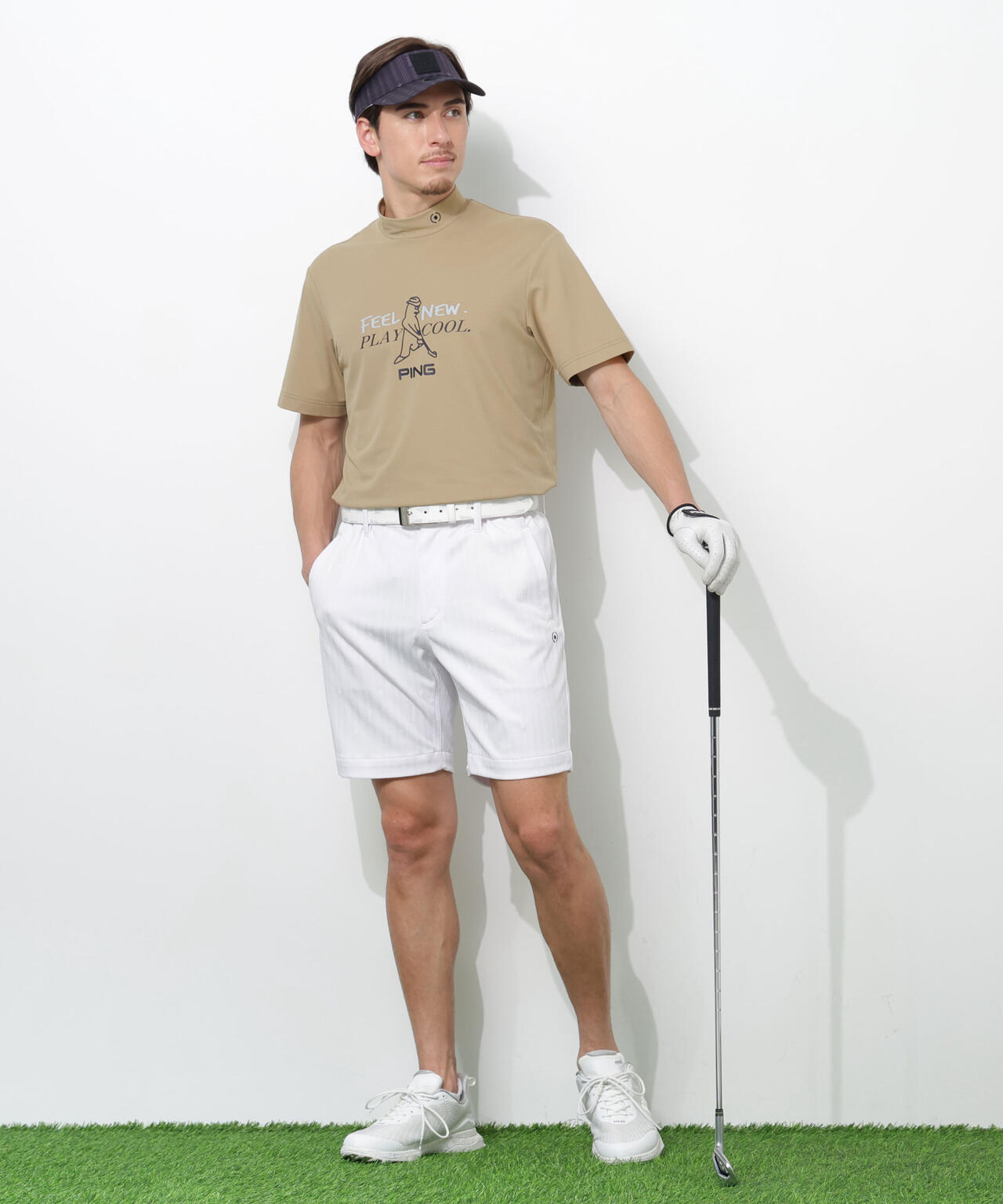 【PING APPAREL】SNAPTEXカノコインレーMr.PINGプリント半袖ハイネックカットソー <NATIVE> (MENS)