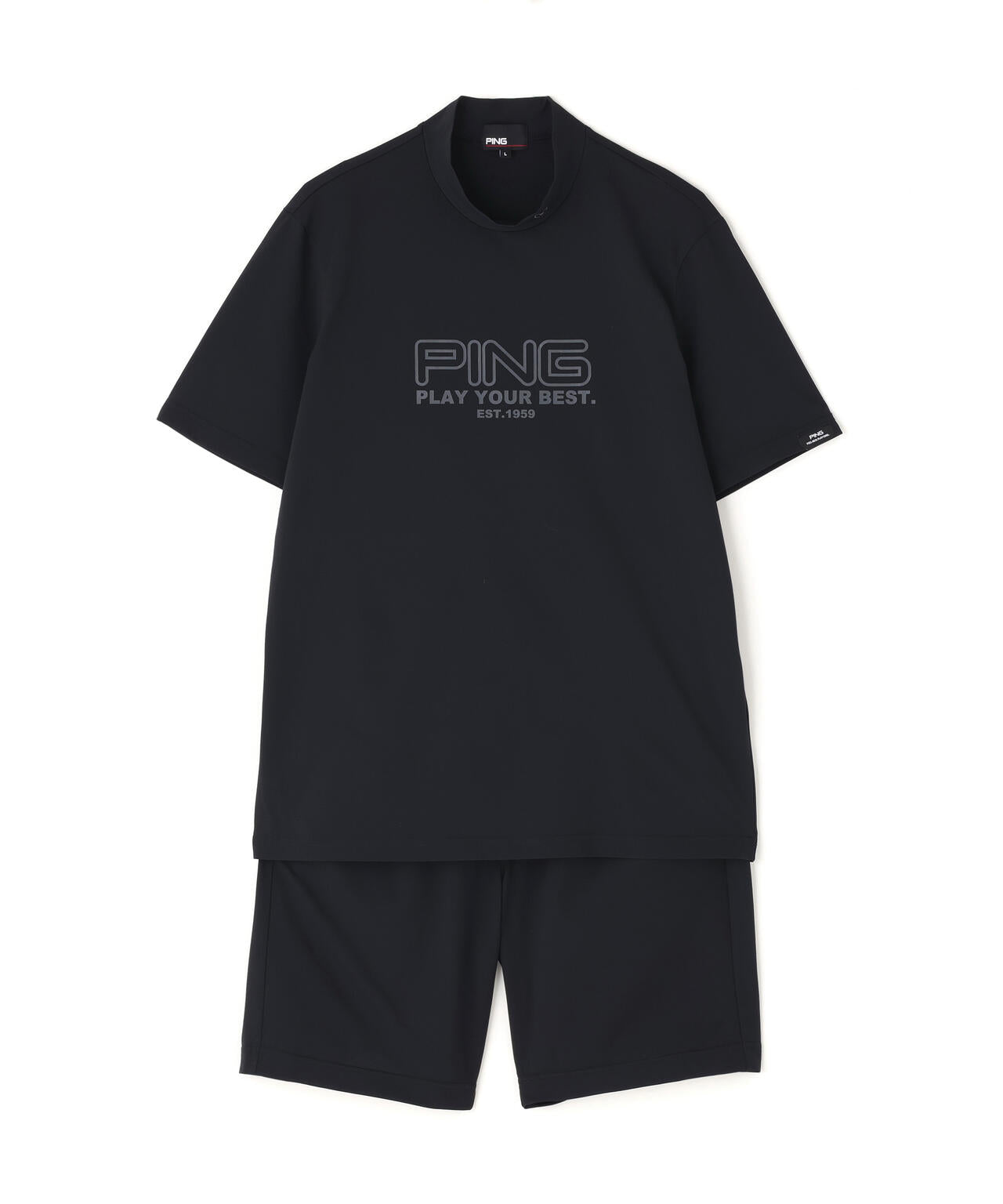 【PING APPAREL】全方向ストレッチドットメッシュ半袖ハイネックシャツ×ショートパンツ <PERFORMANCE> (MENS)