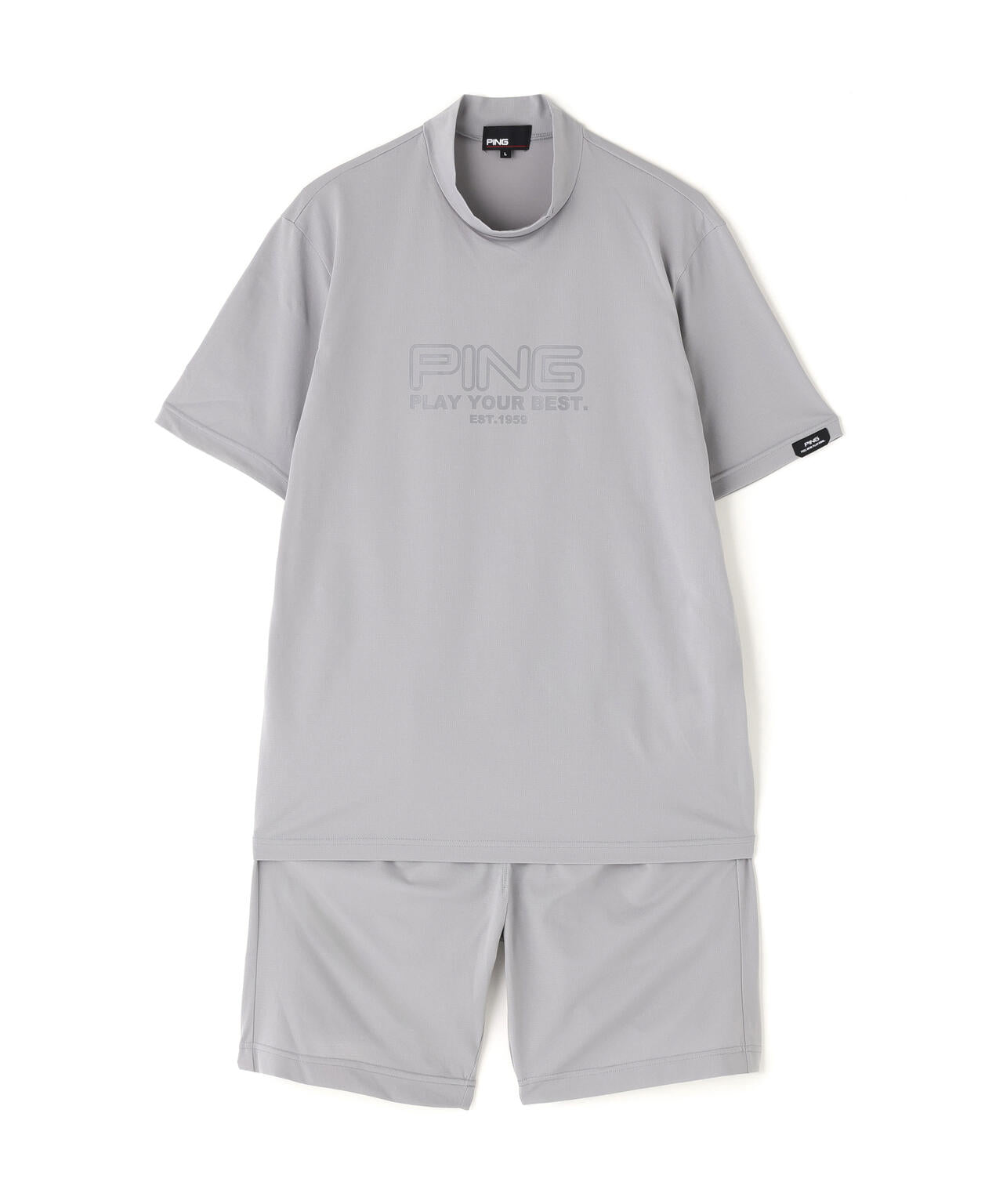 【PING APPAREL】全方向ストレッチドットメッシュ半袖ハイネックシャツ×ショートパンツ <PERFORMANCE> (MENS)