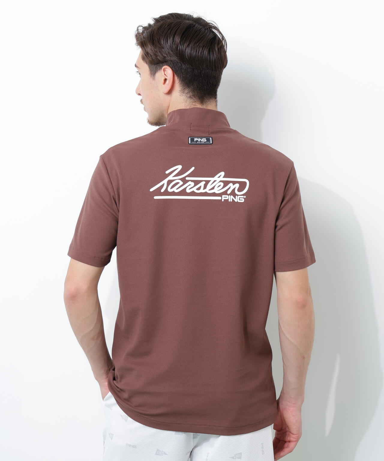 【PING APPAREL】【10カラーシリーズ】PEカノコ半袖ハイネックシャツ <NATIVE> (MENS)