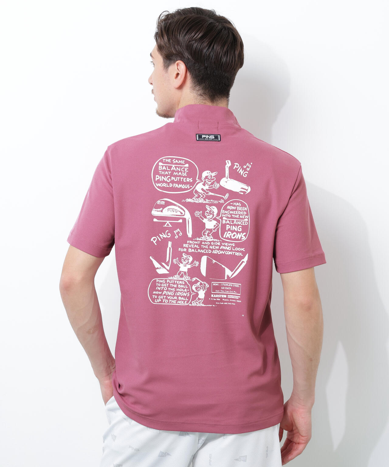 【PING APPAREL】【10カラーシリーズ】PEカノコ半袖ハイネックシャツ <NATIVE> (MENS)