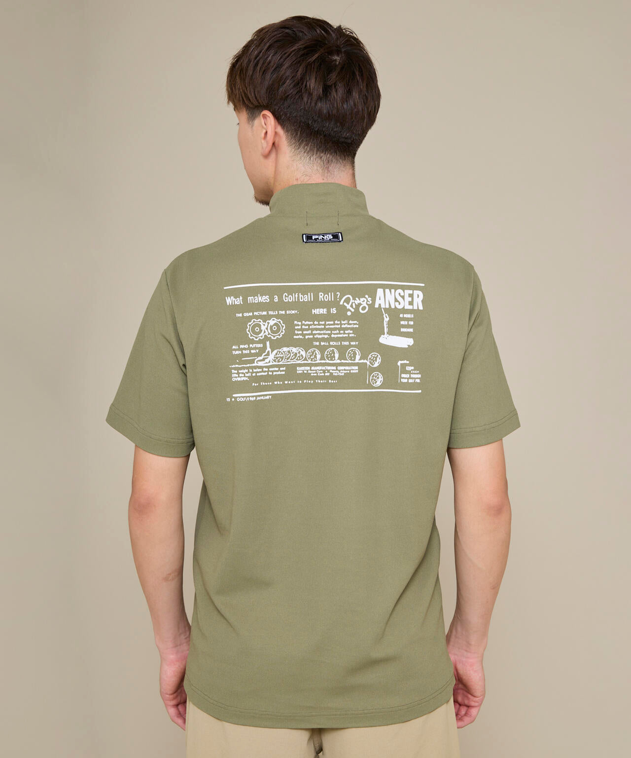 【PING APPAREL】【10カラーシリーズ】PEカノコ半袖ハイネックシャツ <NATIVE> (MENS)
