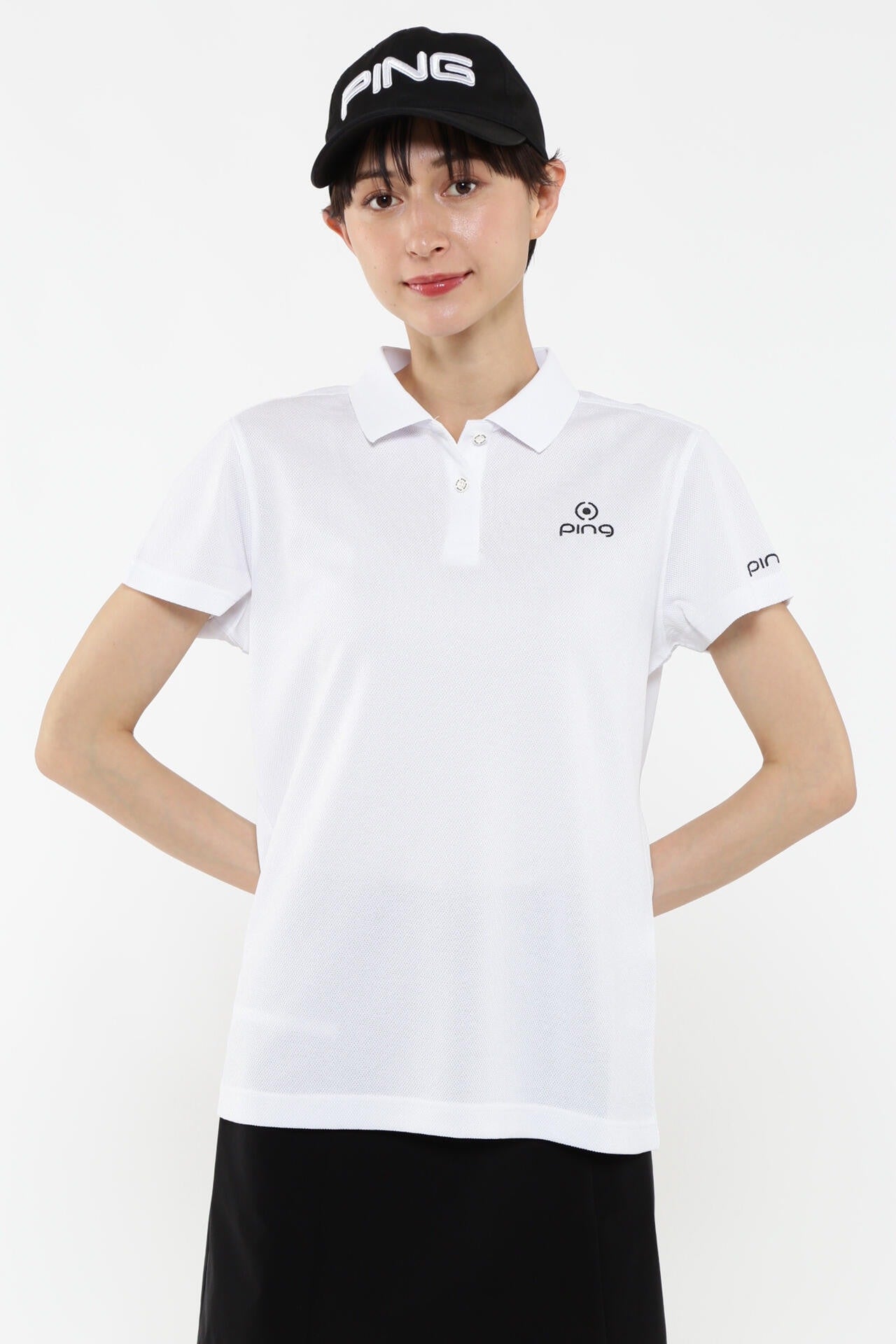 【PING APPAREL】オニカノコストレッチジャカード半袖ポロシャツ <PRODUCT ADDITION> (LADIES)