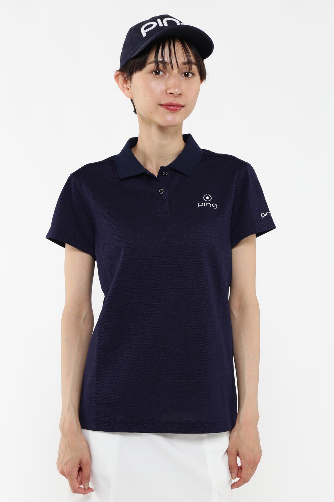 【PING APPAREL】オニカノコストレッチジャカード半袖ポロシャツ <PRODUCT ADDITION> (LADIES)