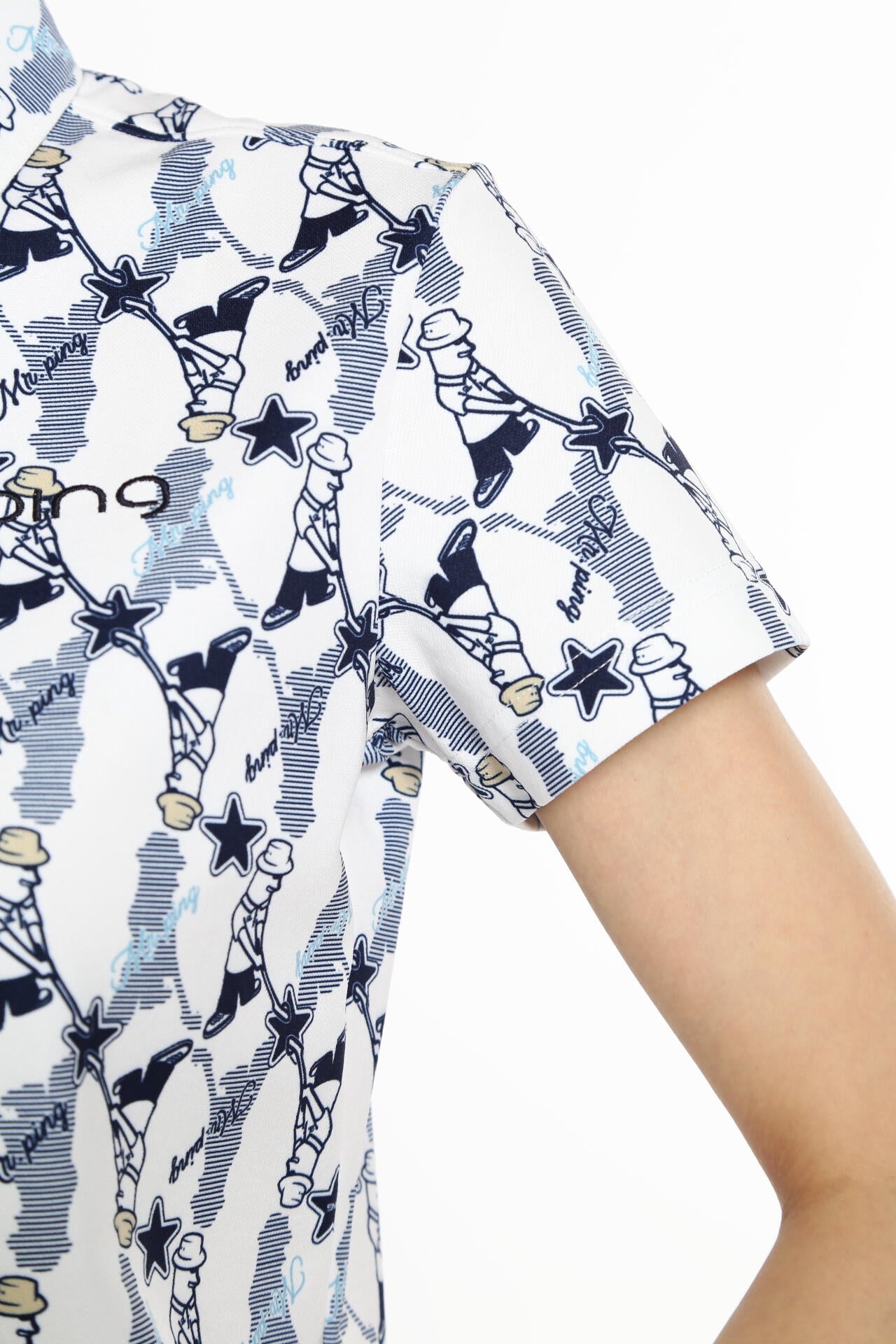 【PING APPAREL】Mr.PING総柄プリント半袖ポロシャツ <NATIVE> (LADIES)