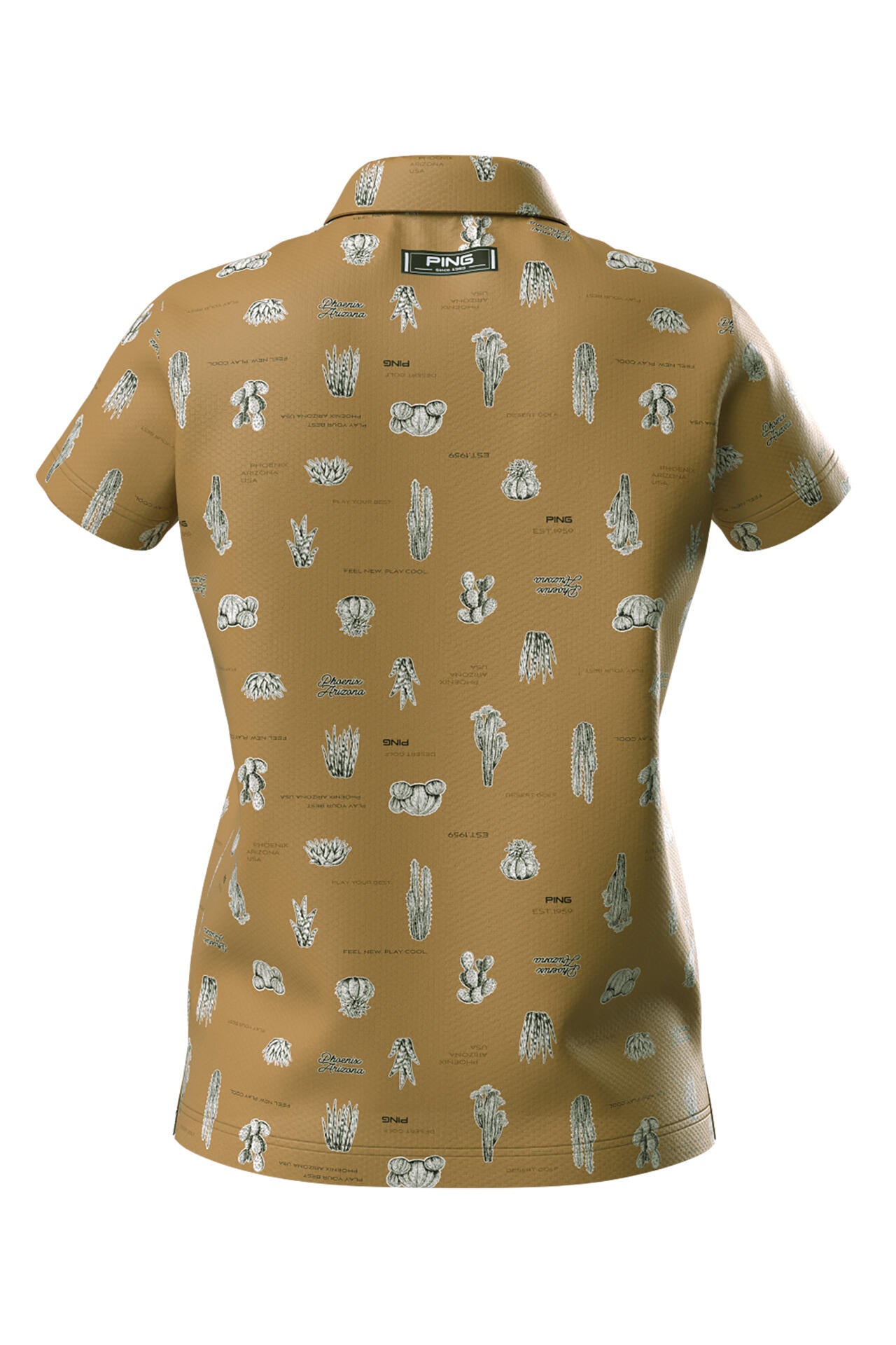【PING APPAREL】サボテン柄 クイックドライ半袖ポロシャツ <NATIVE> (LADIES)