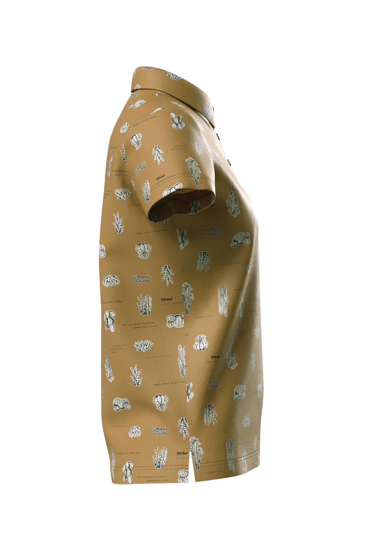 【PING APPAREL】サボテン柄 クイックドライ半袖ポロシャツ <NATIVE> (LADIES)