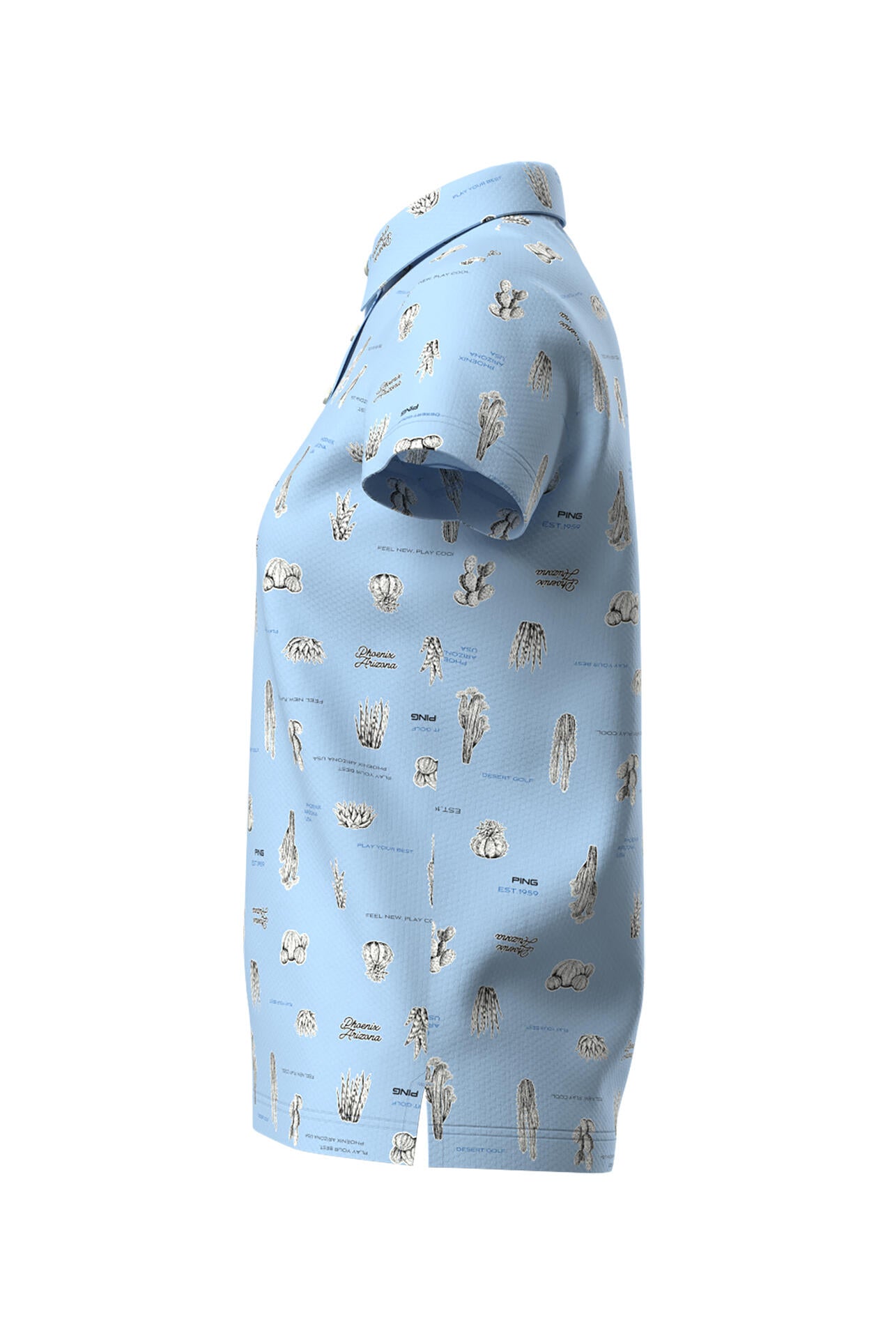 【PING APPAREL】サボテン柄 クイックドライ半袖ポロシャツ <NATIVE> (LADIES)