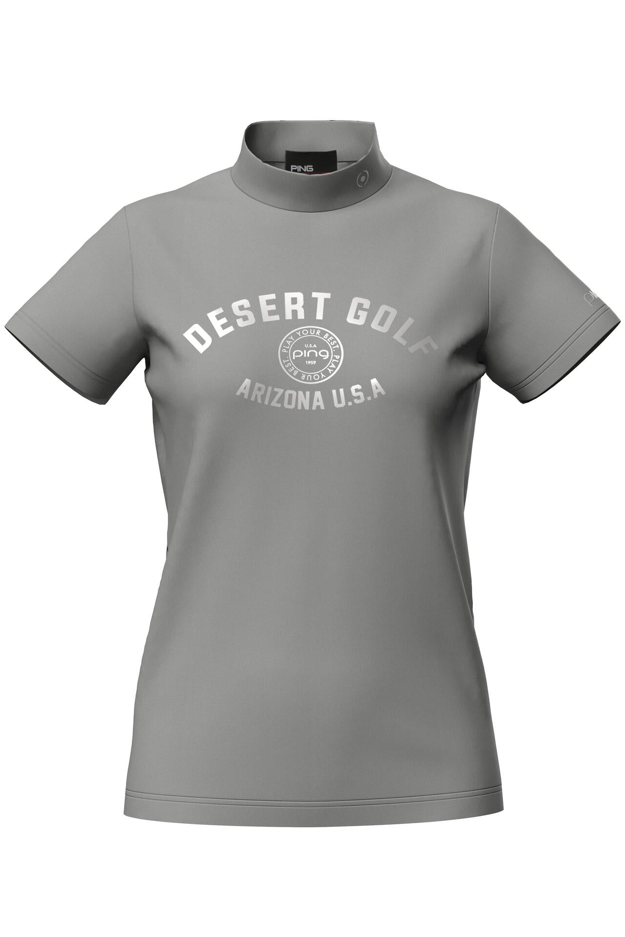 【PING APPAREL】メッシュボーダージャガード半袖ハイネックカットソー <LADIES LINE> (LADIES)