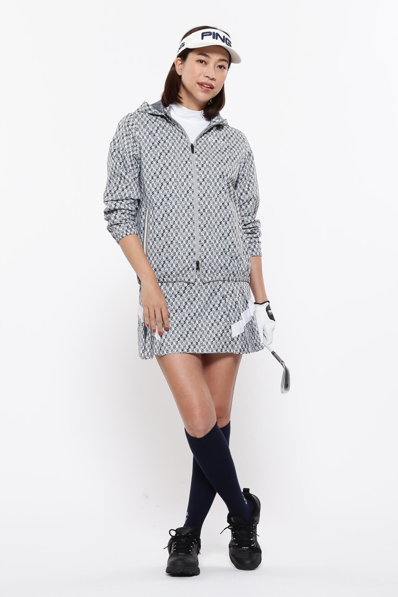 【PING APPAREL】メッシュボーダージャガード半袖ハイネックカットソー <LADIES LINE> (LADIES)