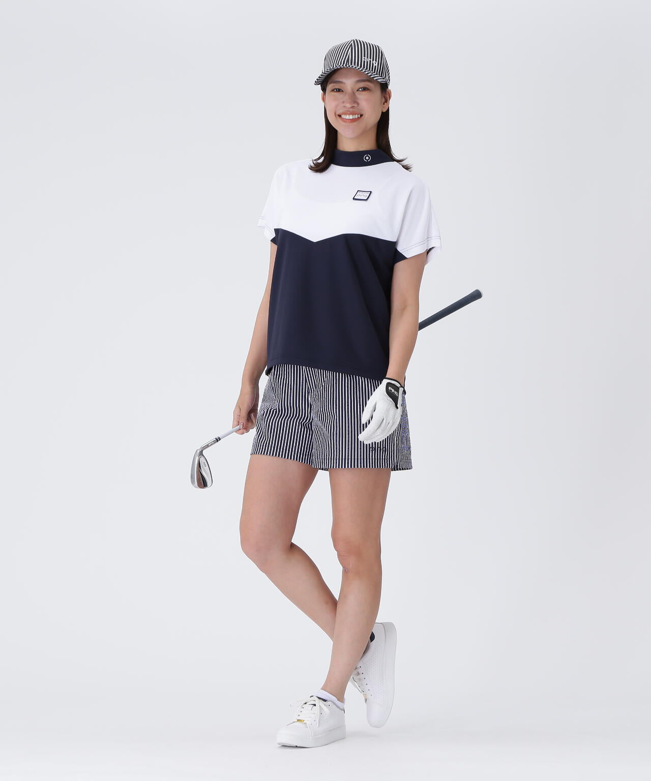 【PING APPAREL】配色半袖ハイネックシャツ <LADIES LINE><NATIVE> (LADIES)