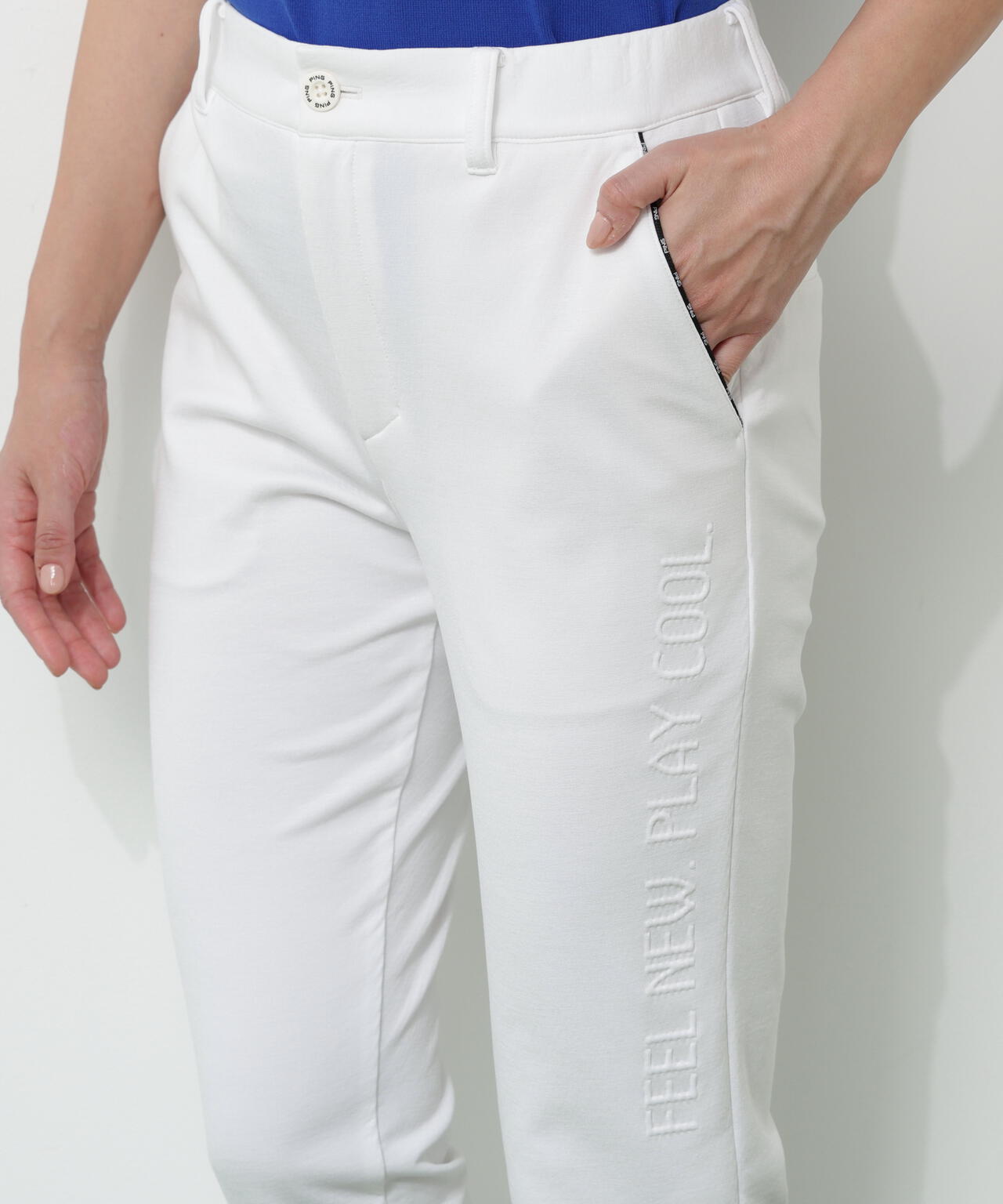 【PING APPAREL】全方向ストレッチ 接結裏メッシュスウェットテーパードパンツ <GOLD> (LADIES)