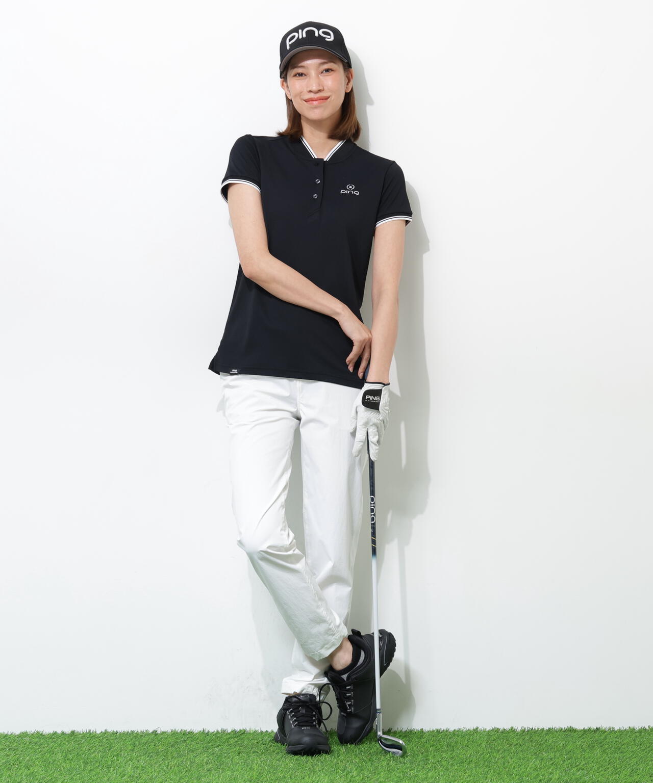 【PING APPAREL】スーパーシェルター06ラインリブ半袖カノコポロシャツ <PERFORMANCE> (LADIES)