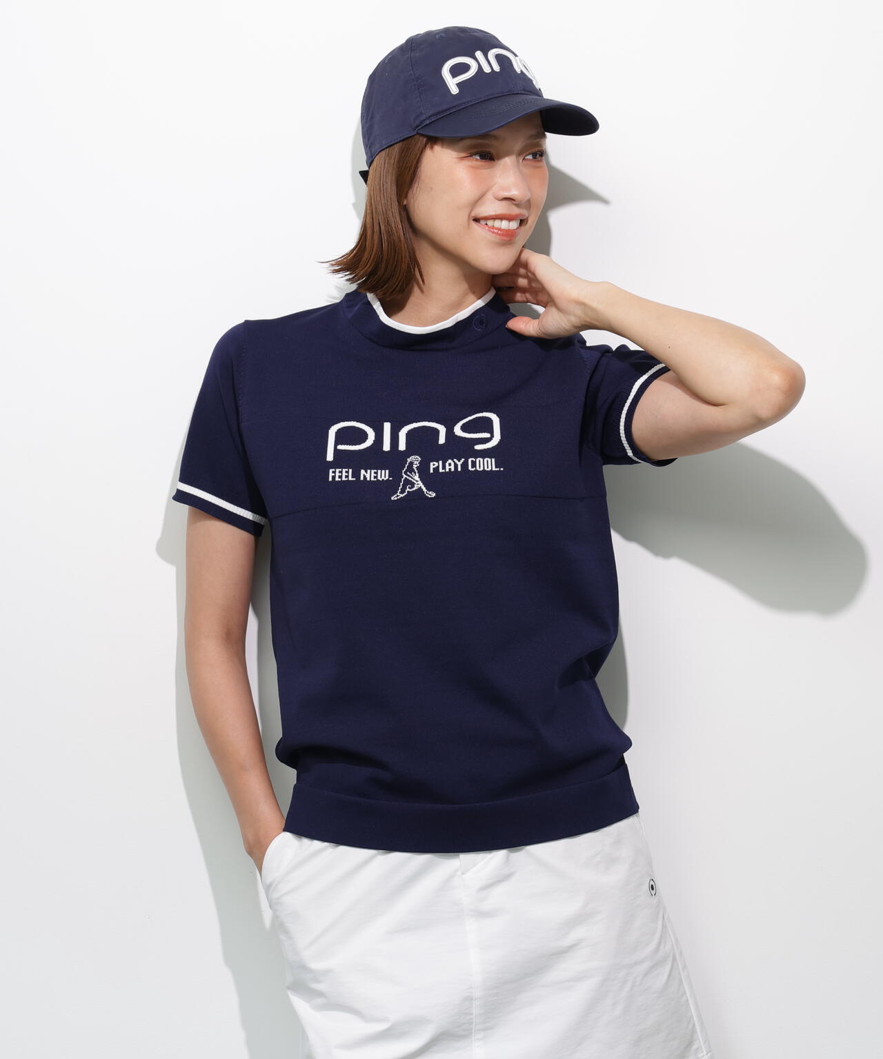 【PING APPAREL】Mr.PINGジャカード半袖ハイネックニット <GOLD> (LADIES)