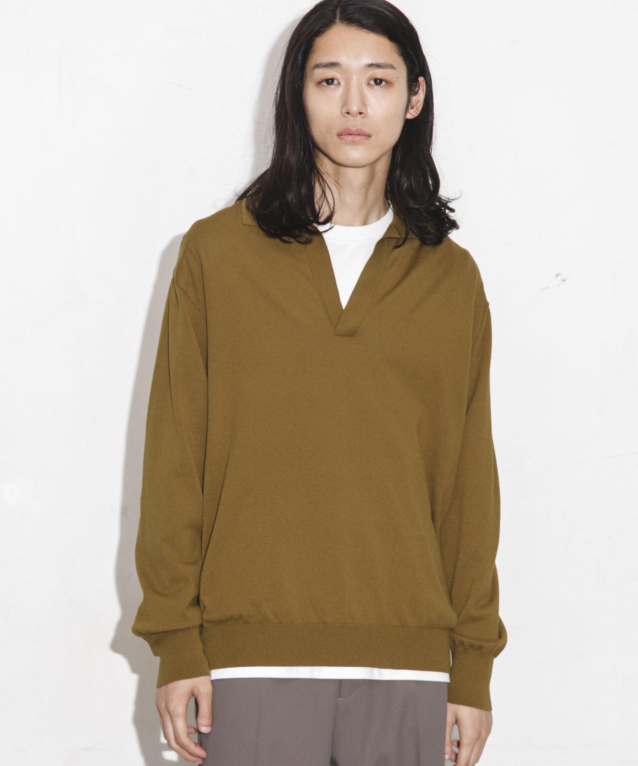 「ESSENTIAL LINE」天竺スキッパーポロ