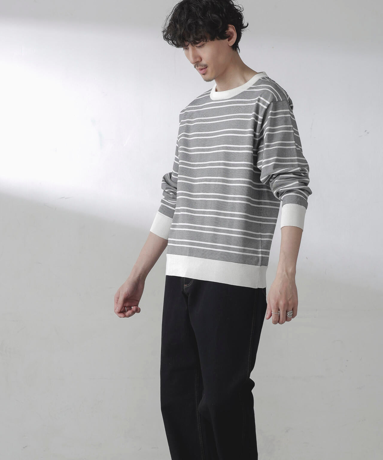 C/SORONA プレーティングボーダーニットTシャツ