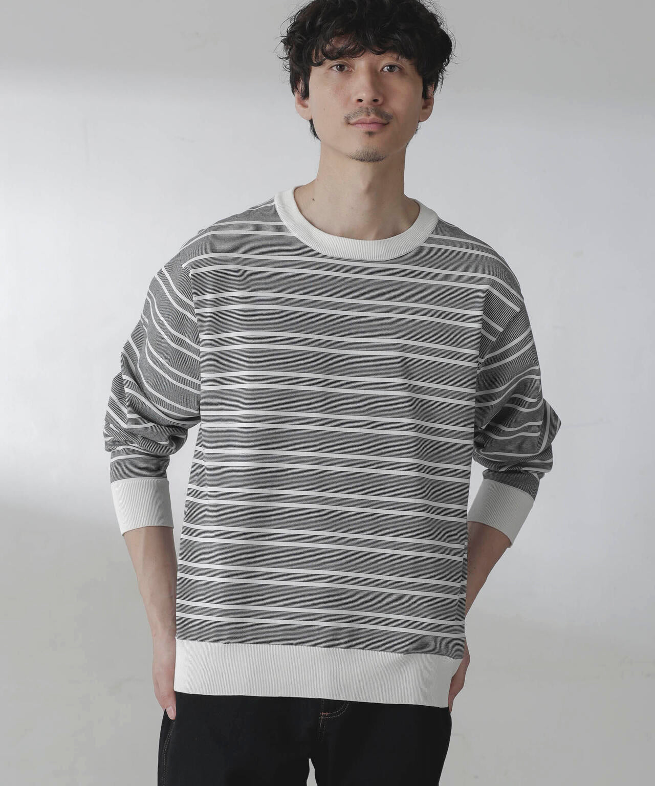 C/SORONA プレーティングボーダーニットTシャツ