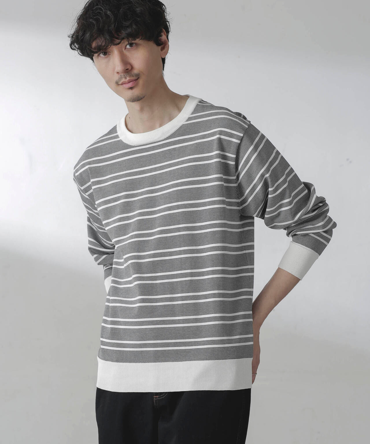 C/SORONA プレーティングボーダーニットTシャツ