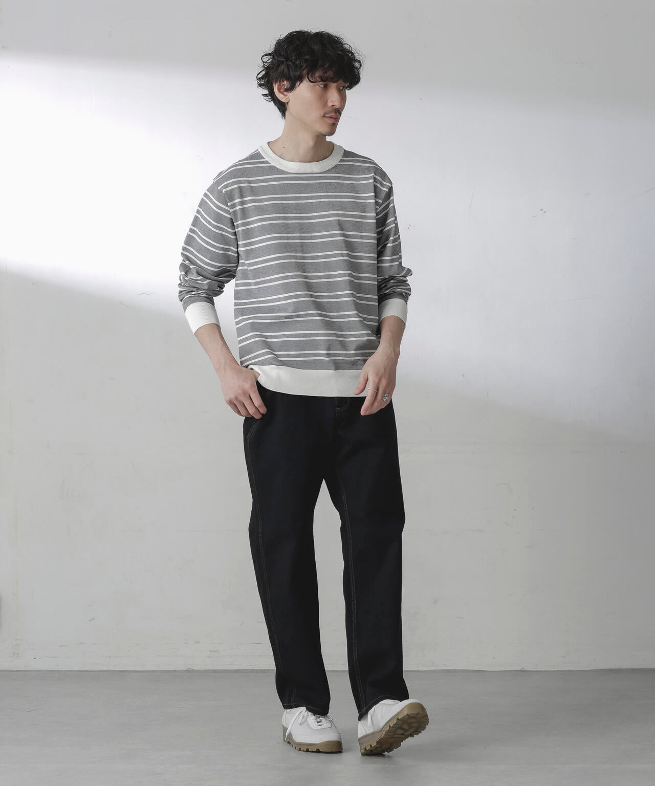 C/SORONA プレーティングボーダーニットTシャツ