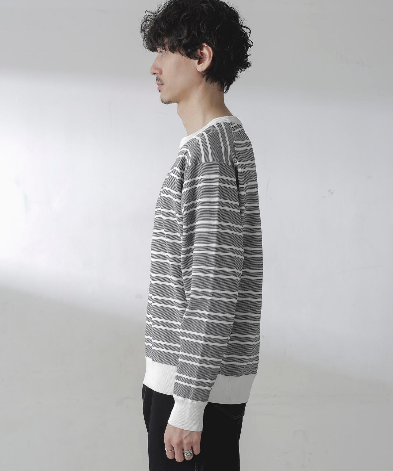 C/SORONA プレーティングボーダーニットTシャツ