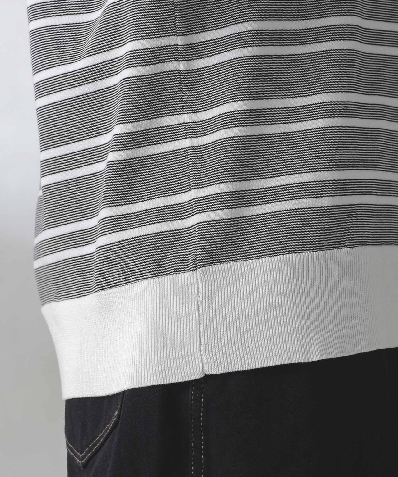 C/SORONA プレーティングボーダーニットTシャツ