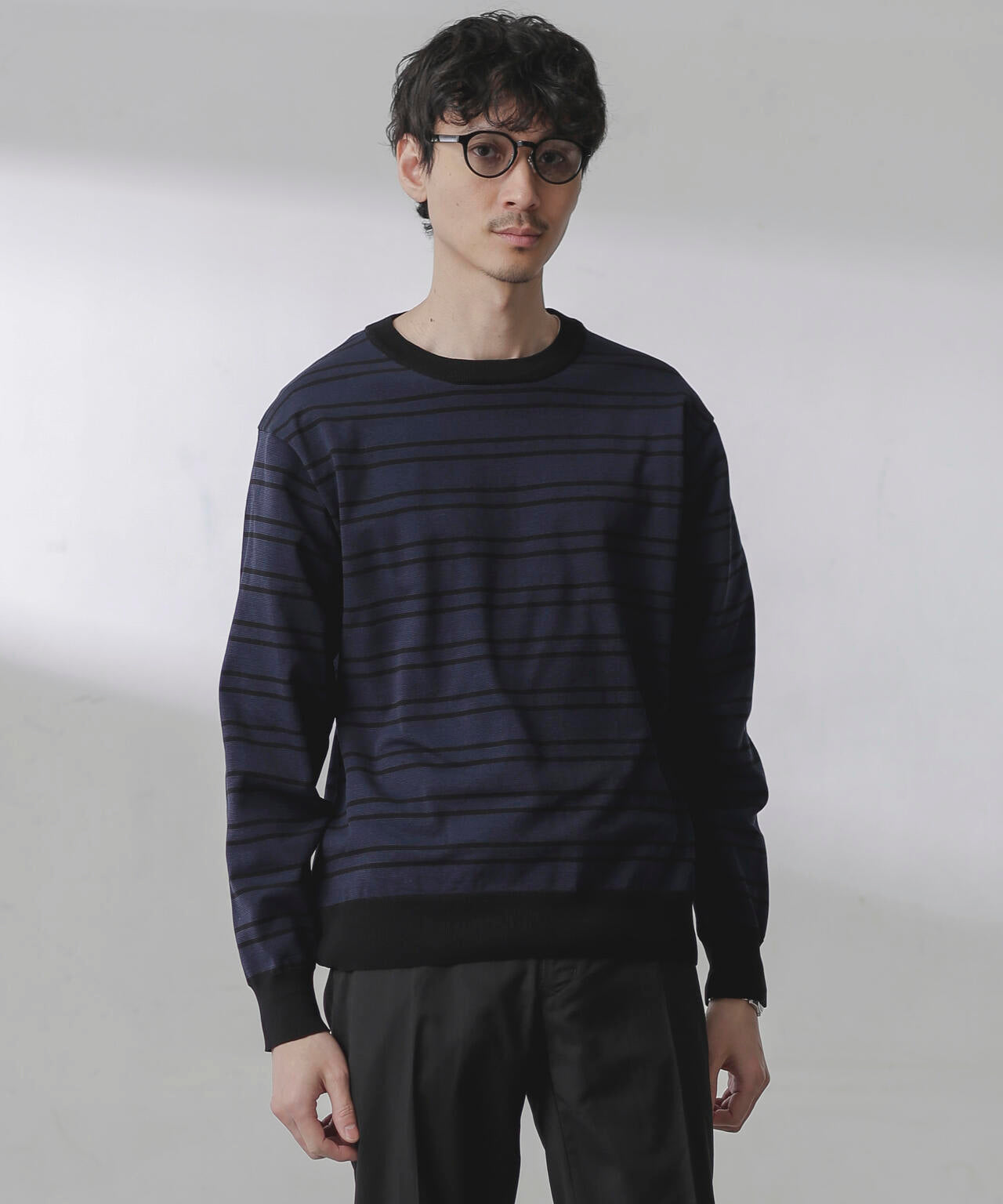 C/SORONA プレーティングボーダーニットTシャツ