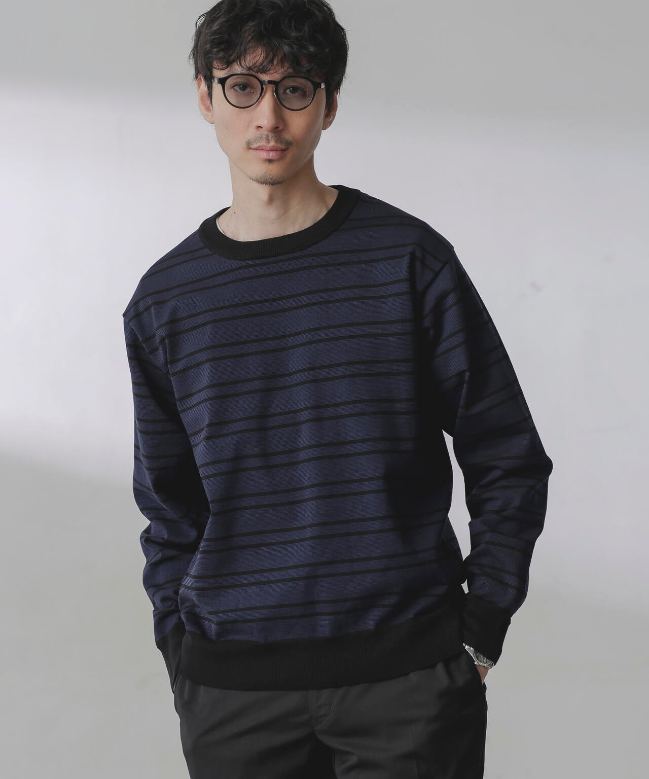 C/SORONA プレーティングボーダーニットTシャツ