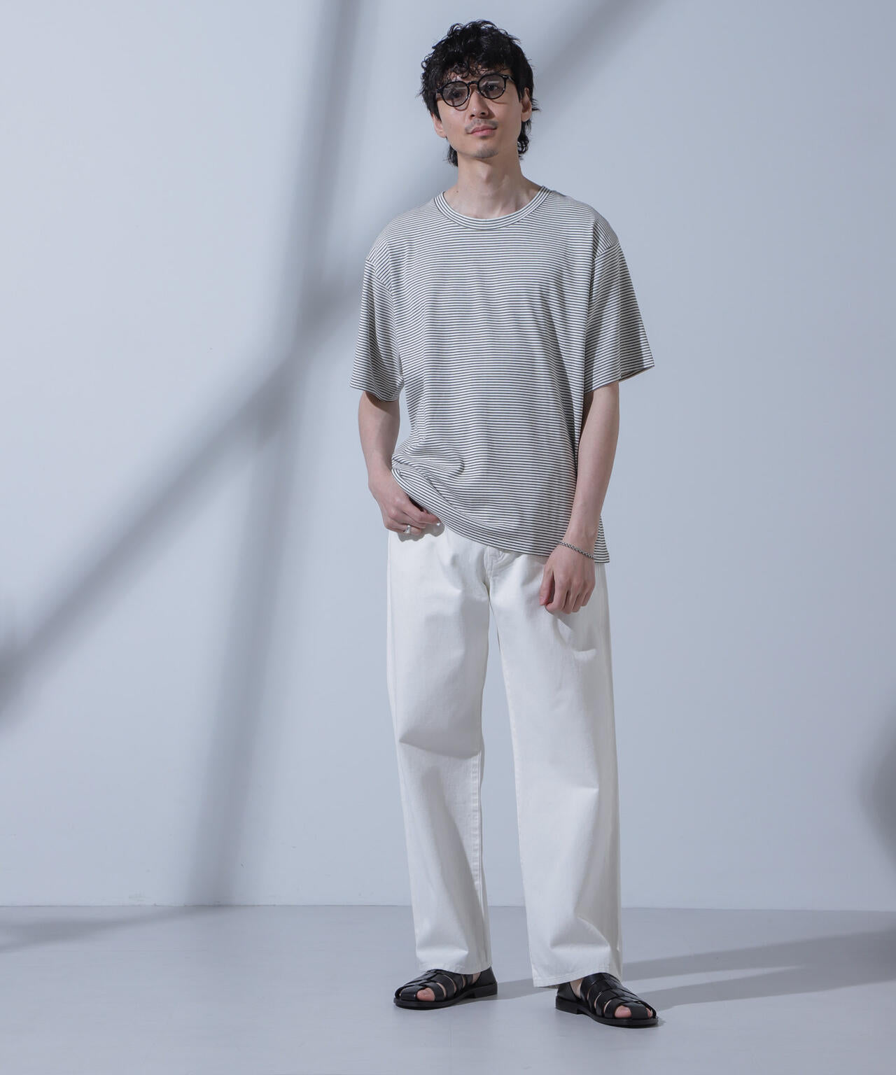 Anti Soaked(R) 汗染み防止 ピンボーダークルーネックTシャツ