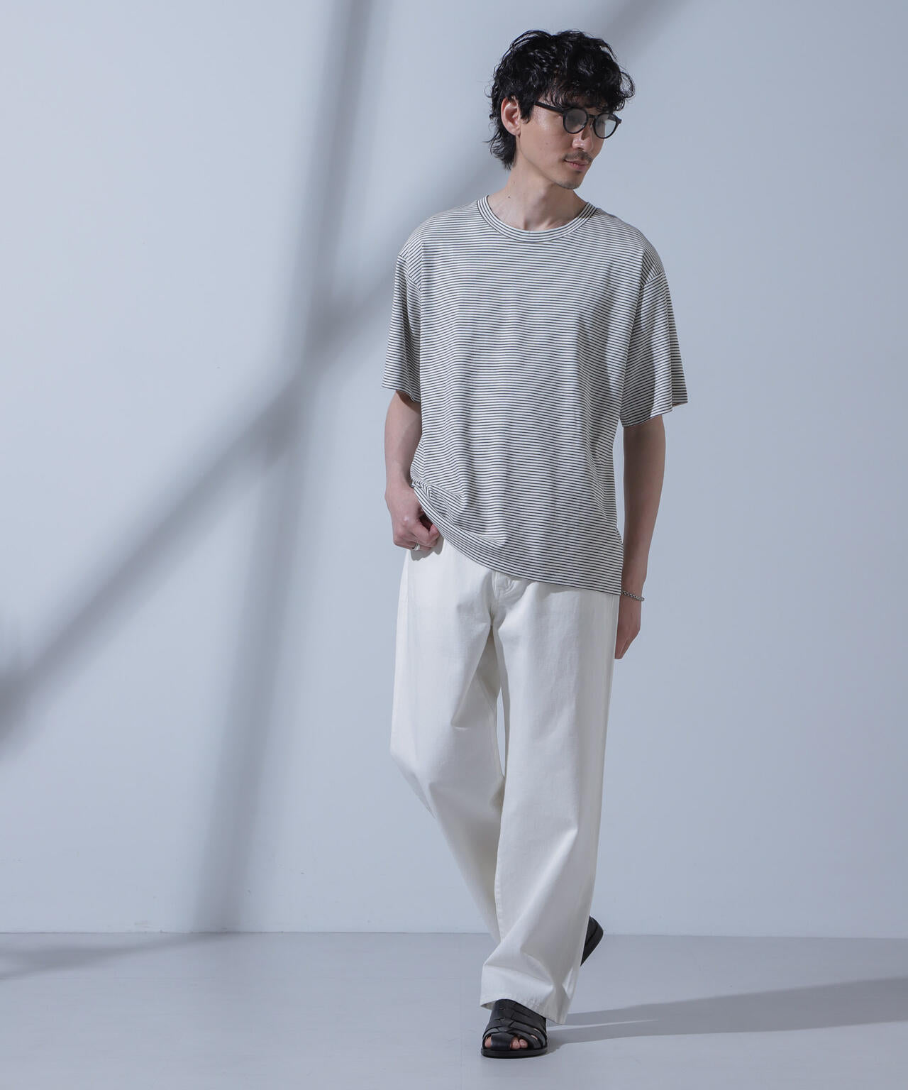 Anti Soaked(R) 汗染み防止 ピンボーダークルーネックTシャツ