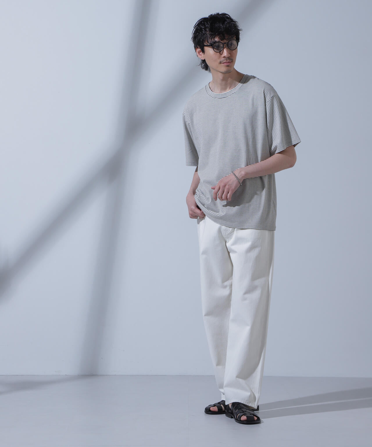 Anti Soaked(R) 汗染み防止 ピンボーダークルーネックTシャツ