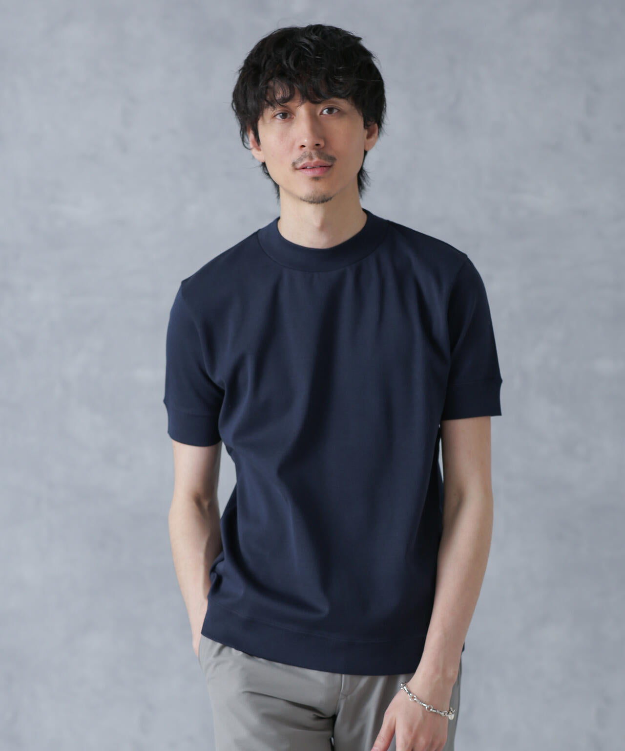 「FORMAL JERSEY」モックネックカットソー半袖