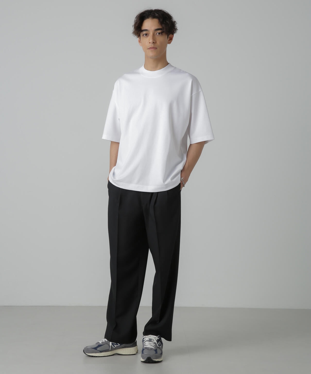 シルケットポンチワイドモックネックTシャツ