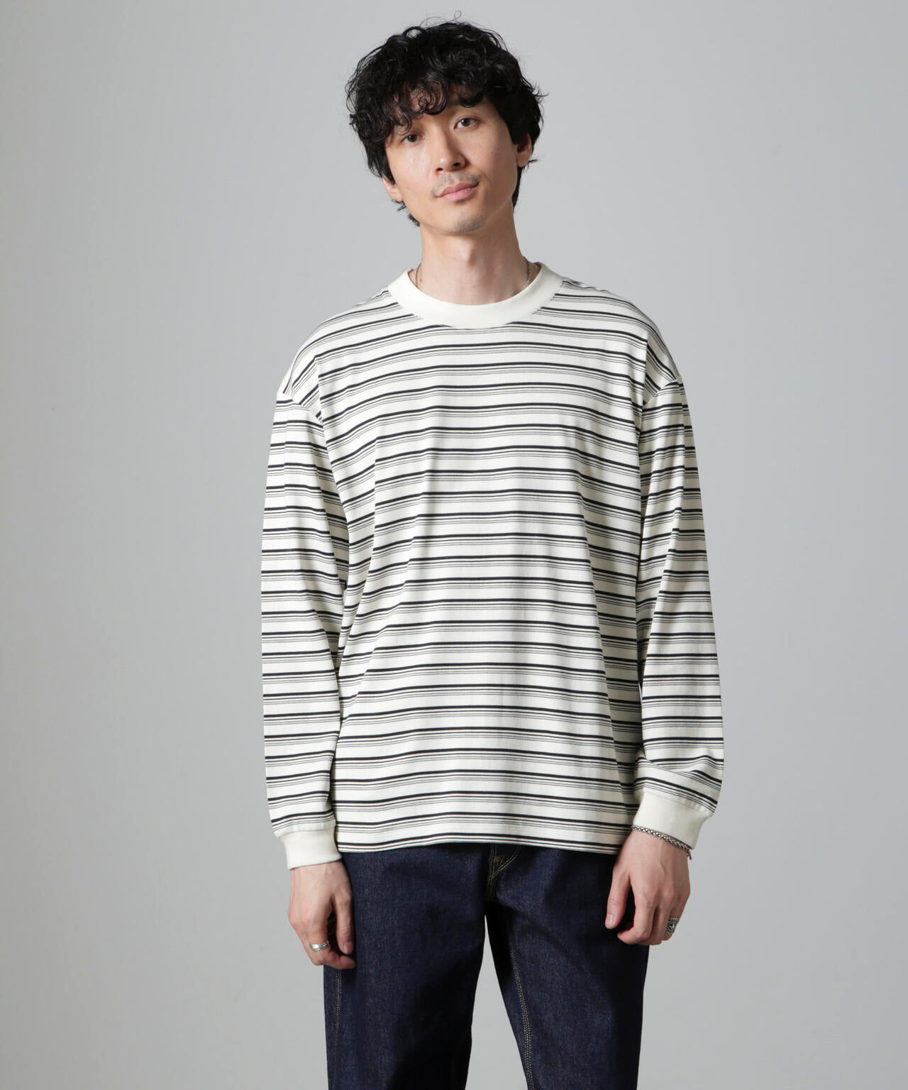 Anti Soaked(R) ランダムボーダークルーネックTシャツ 長袖