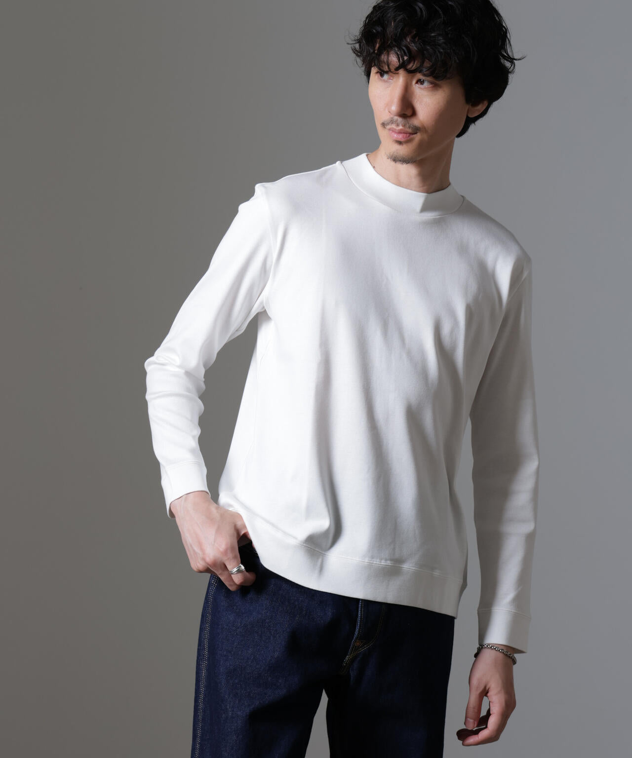 「FORMAL JERSEY」モックネックカットソー長袖