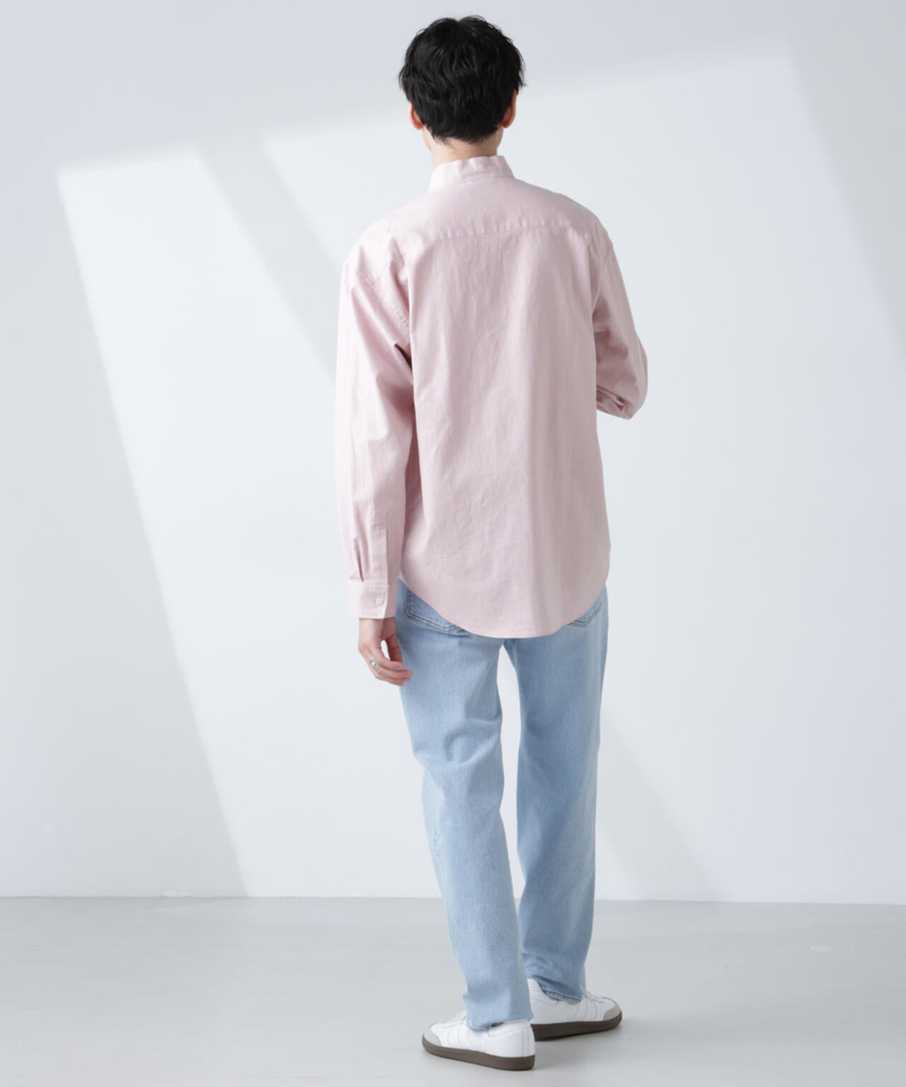 「BELGIUM LINEN FABRICS」リネンコットンスタンドカラーシャツ