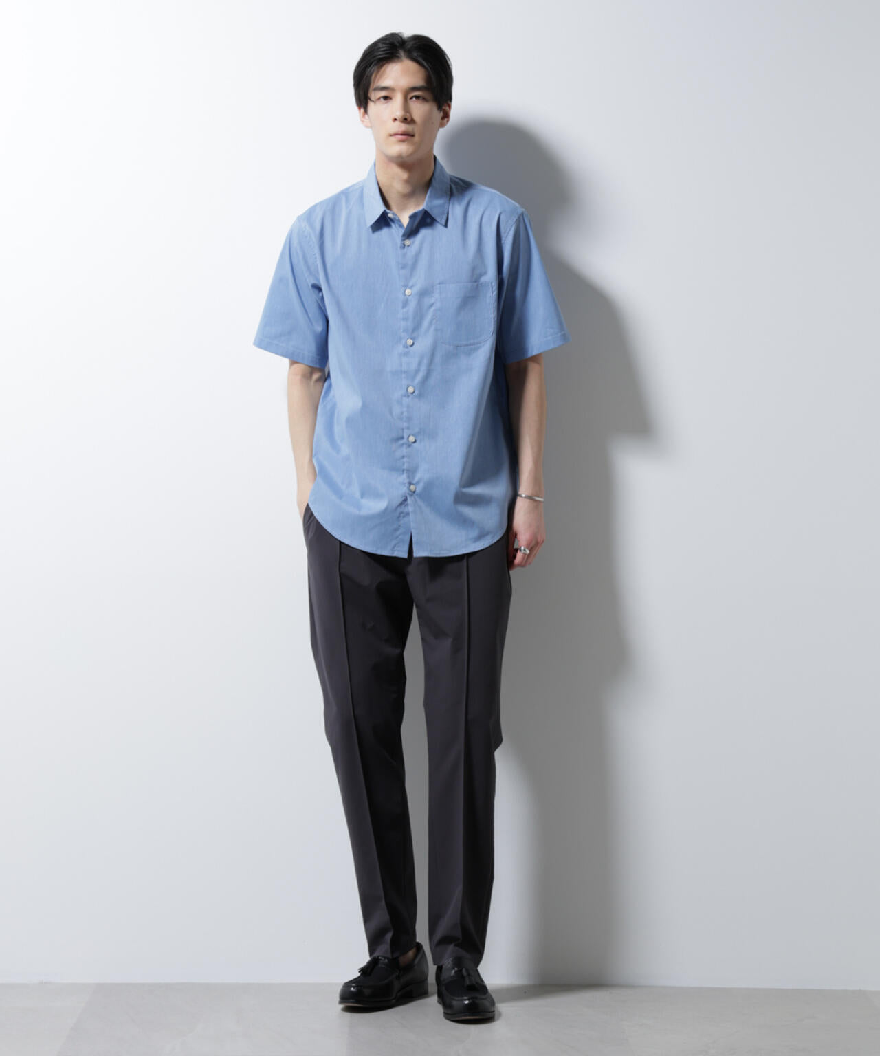 「ICE FLOW LINEN」レギュラーカラーシャツ 半袖