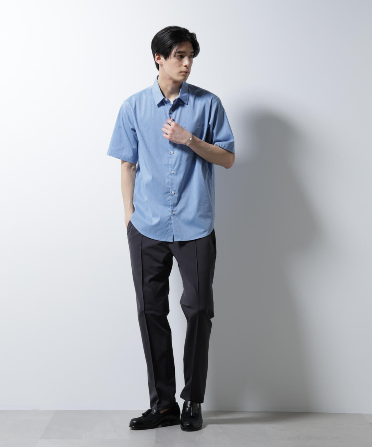 「ICE FLOW LINEN」レギュラーカラーシャツ 半袖