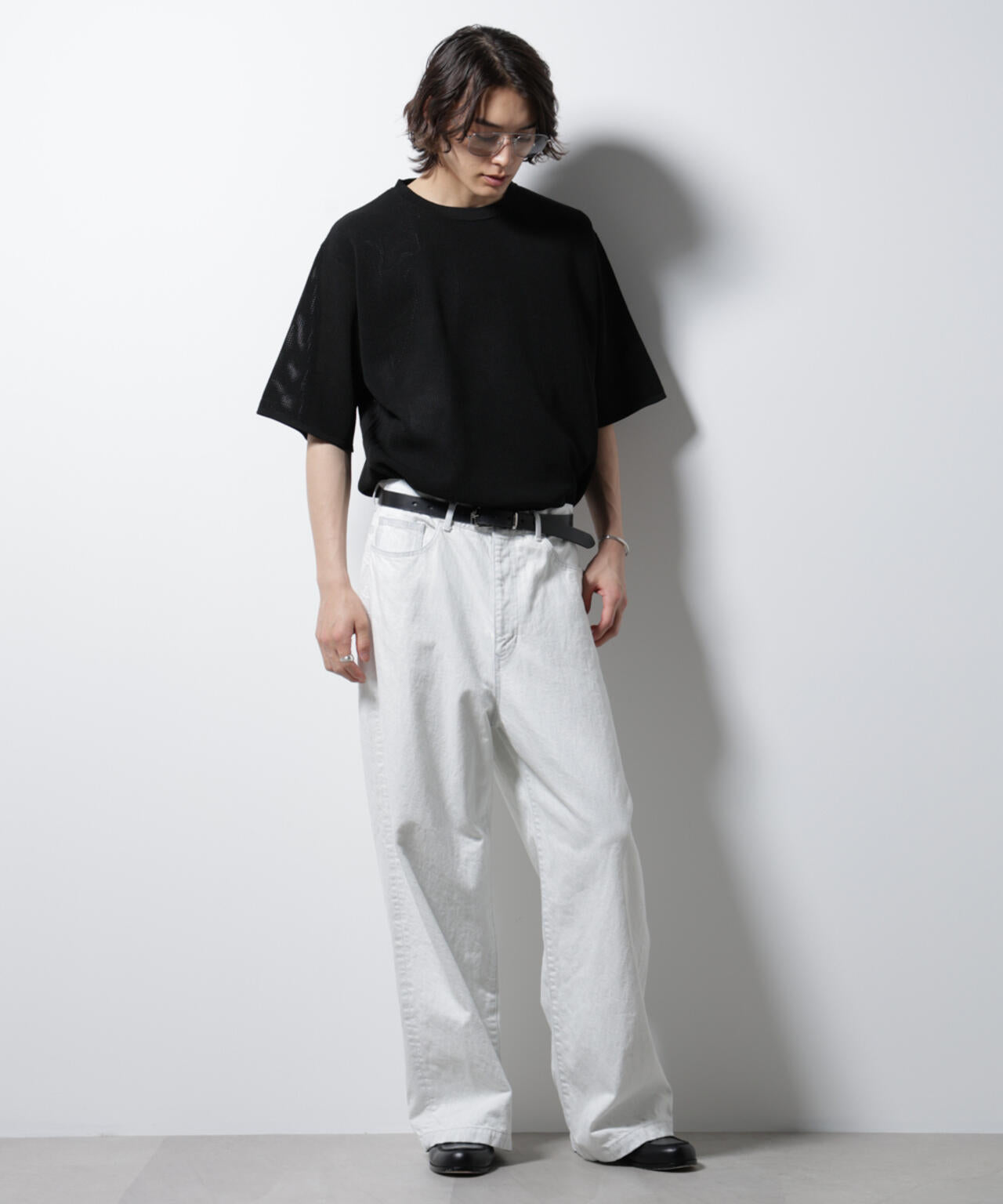 スポンディッシュ メッシュ クルーネックニットTEE