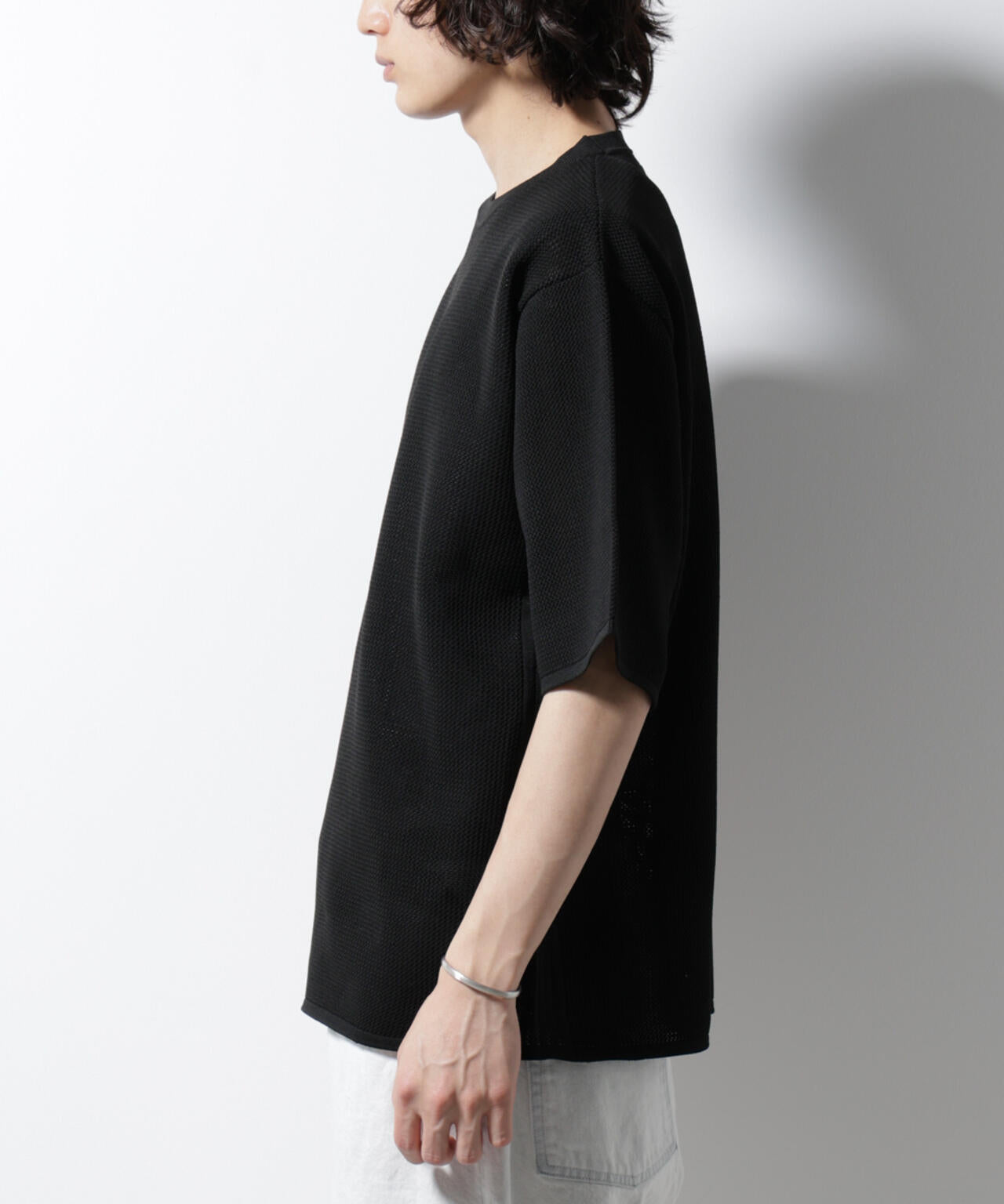 スポンディッシュ メッシュ クルーネックニットTEE