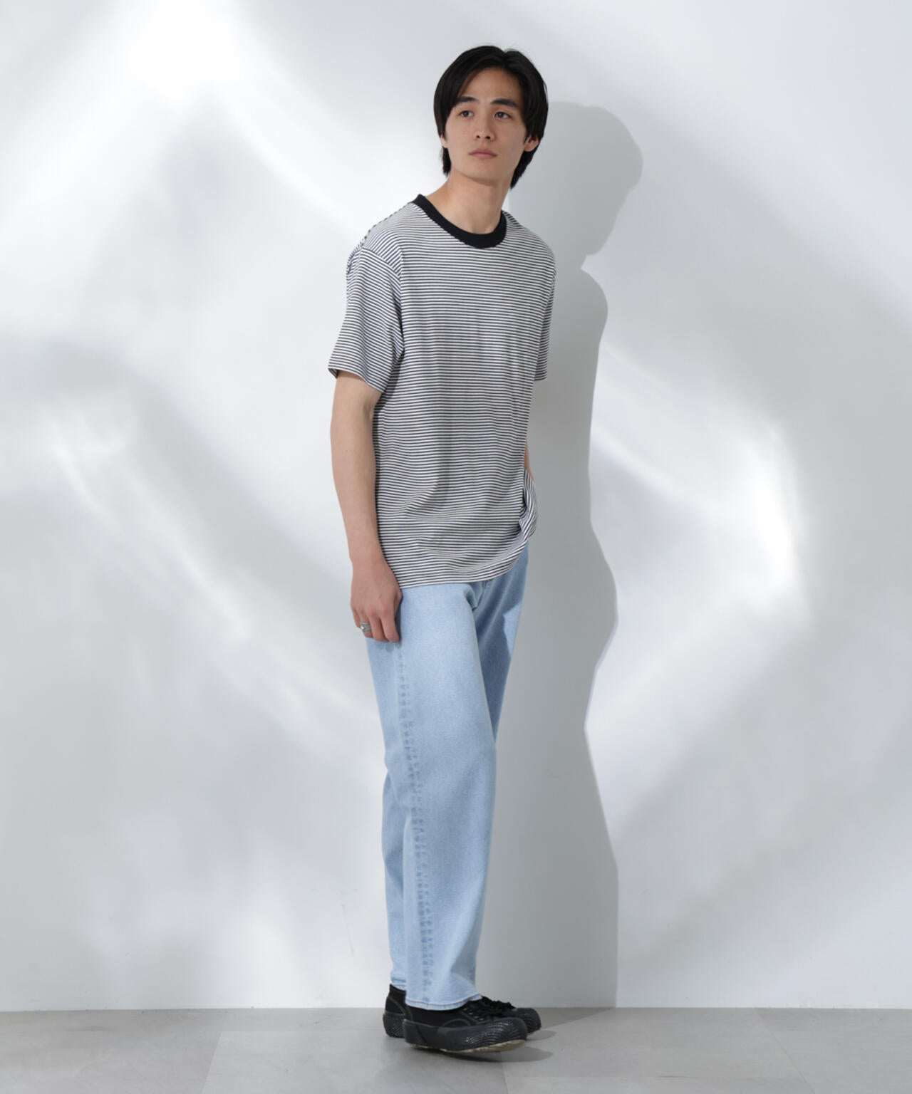 Anti Soaked(R) 汗染み防止 ボーダーミドルシルエットTシャツ
