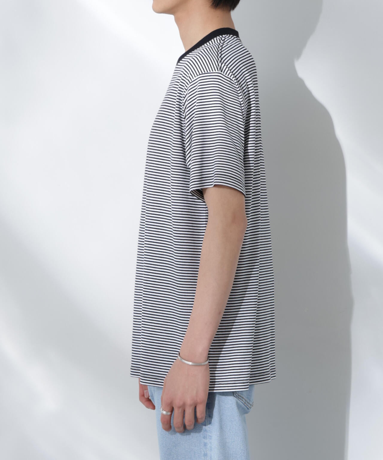 Anti Soaked(R) 汗染み防止 ボーダーミドルシルエットTシャツ
