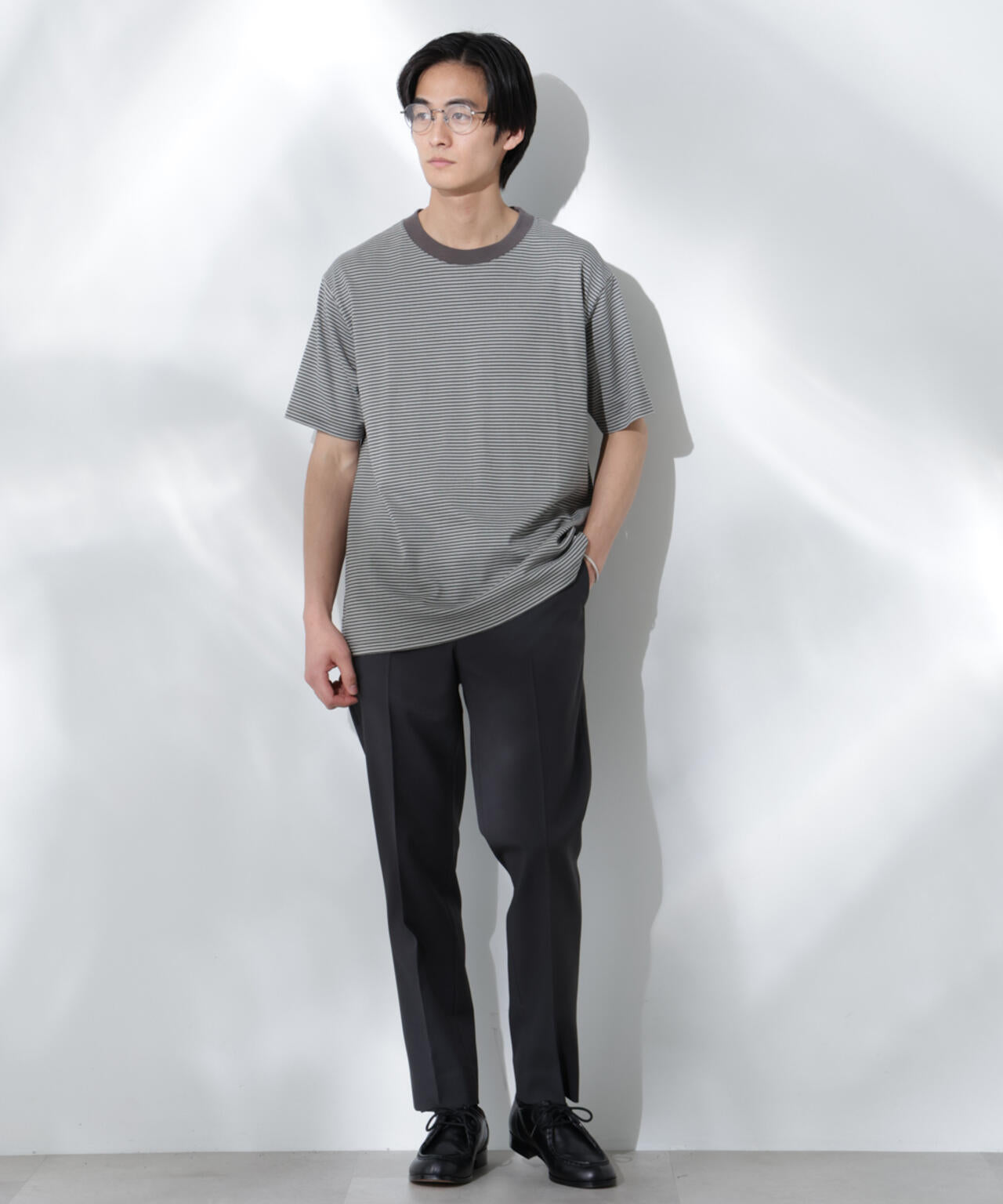 Anti Soaked(R) 汗染み防止 ボーダーミドルシルエットTシャツ