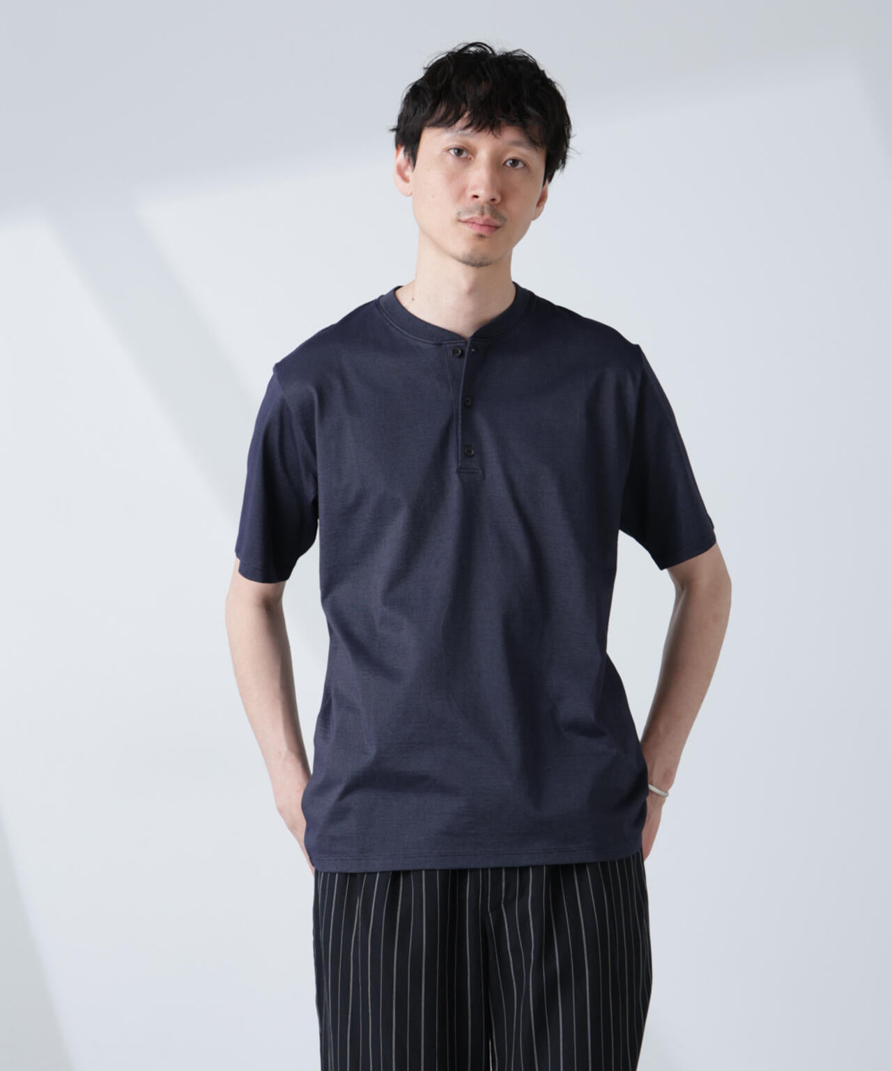 ソラーロライトストレッチヘンリーネックTシャツ(セットアップ可)