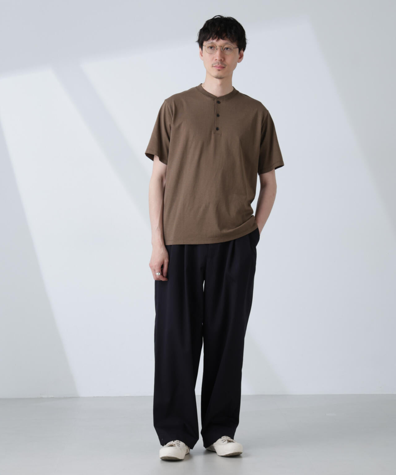 ソラーロライトストレッチヘンリーネックTシャツ(セットアップ可)